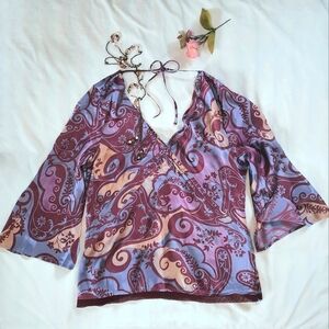 MEXX 100% Silk Blouse, Bell Sleeves, V-Neck, BNWT